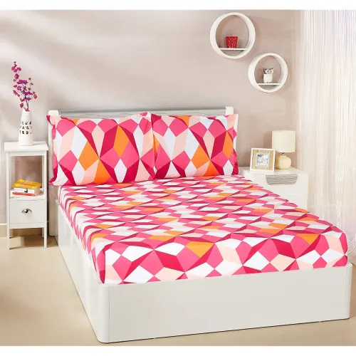 Image of Amazon Brand - Solimo Romalis 120 TC Cotton Double Bedsheet with 2 Pillow Covers