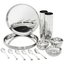 Amazon Brand - Solimo Dinner Set | Stainless Steel | Mirror Finish | Set of 36