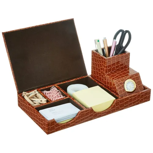 Image of Amazon Brand – Solimo Faux Leather Desk Organiser