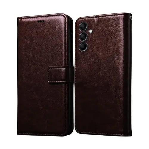 Image of Amazon Brand- Solimo Flip for Samsung Galaxy M14 5G (Leather_Coffee)