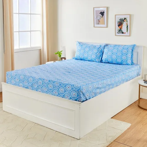 Image of Amazon Brand - Solimo Geometric 144 TC Cotton King Size Bedsheet