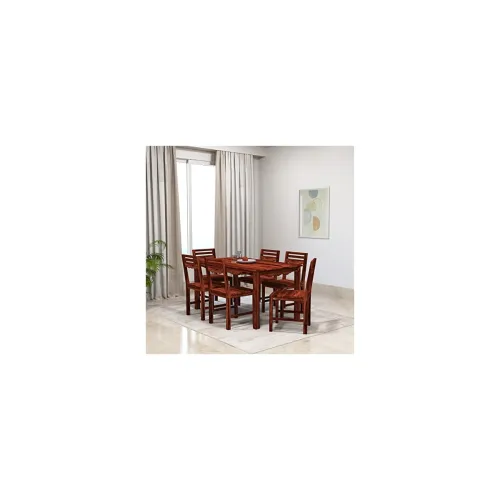 Image of Amazon Brand - Solimo Mehraab 6 Seater Dining Set with 6 Chairs (Solid Sheesham Wood, Honey Finish)