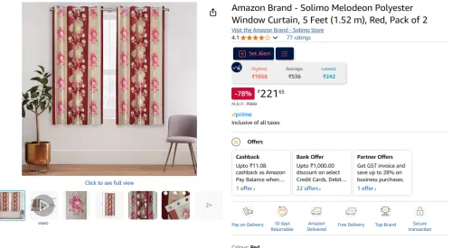 Image of Amazon Brand - Solimo Melodeon Polyester Window Curtain