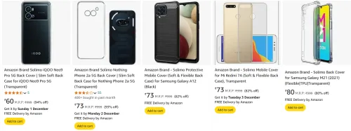 Image of Amazon Brand -Solimo Mobile Backcover upto 94% Discount