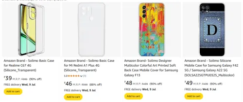 Image of Amazon Brand - Solimo Mobile Covers Starting @ ₹39