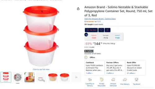 Image of Amazon Brand - Solimo Nestable & Stackable Container Set