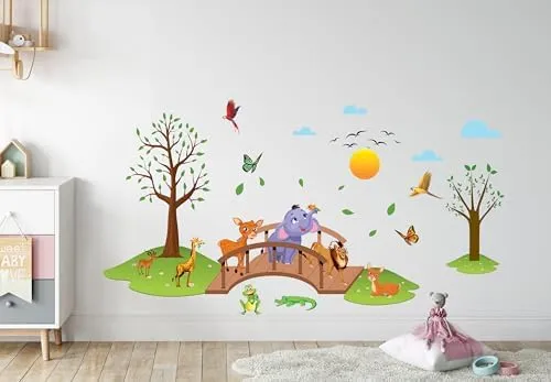 Image of Amazon Brand - Solimo Nursery Zoo Animals PVC Vinyl Wall