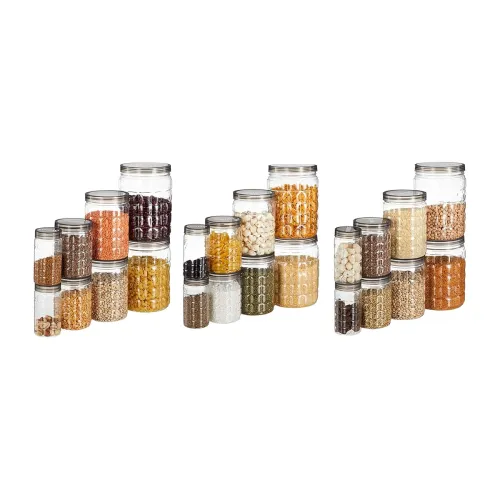 Image of Amazon Brand - Solimo Plastic Jar Container Set – 24 pcs