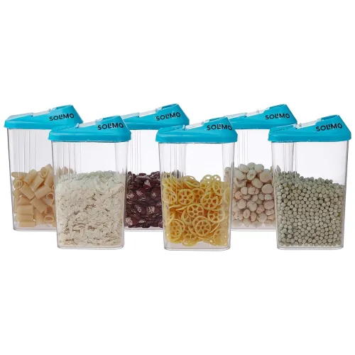 Image of Amazon Brand - Solimo Plastic Storage Containers 1100ml Set of 6