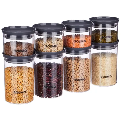 Image of Amazon Brand - Solimo Plastic Storage Jar and Container Set, Set of 8