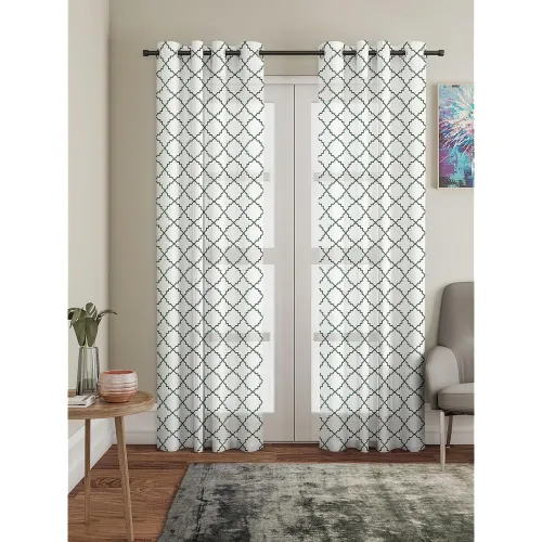 Image of Amazon Brand - Solimo Polyester Polylinen Embroidery Long Door Curtains (Pack of 2, 9 Feet, Green)