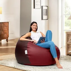 Amazon Brand Solimo Premium Faux Leather Bean Bag Filled with Beans