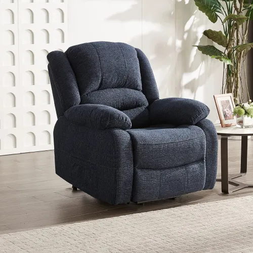 Image of Amazon Brand - Solimo Selna Power Lift 1 Seater Fabric Recliner (Blue)