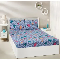 Amazon Brand - Solimo Serena Bright Microfibre Elastic Fitted Bedsheet