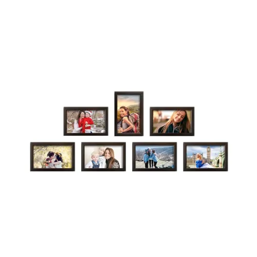 Image of Amazon Brand - Solimo Set of 7 Photo Frames (6\'x10\'-7pcs), Brown