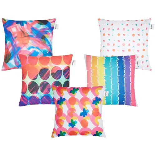 Image of Amazon Brand -Solimo Sevire Cushion Covers, Polyester, 16x16 Inch, Set of 5