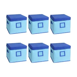 Amazon Brand - Solimo Square Fabric Storage Box with Lid