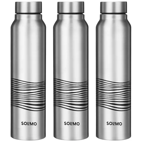 Image of Amazon Brand - Solimo Stainless Steel Bottles (Set of 3) | 970ml Each