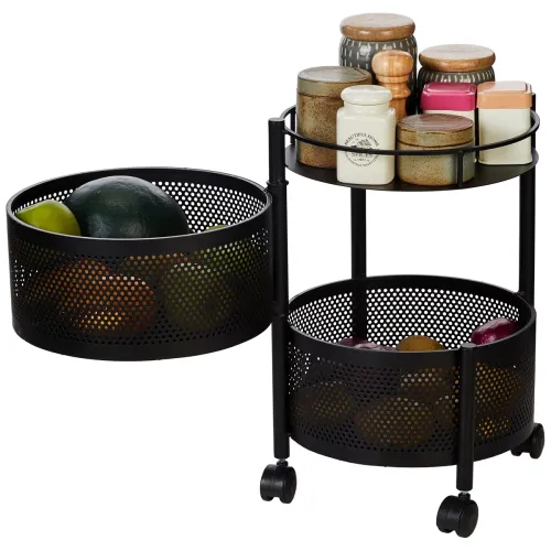 Image of Amazon Brand - Solimo Storage Rack | 2-Layer Revolving Vegetable Kitchen Rack |