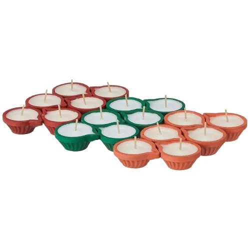 Image of Amazon Brand - Solimo Wax Diya Candle Set of 18