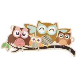 Amazon Brand - Solimo Wooden Owl Family Key Stand for Wall | 5 Hooks