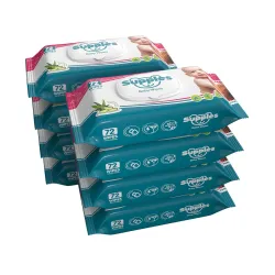 Amazon Brand - Supples Baby Wet Wipes with Lid | 576 Wipes | 72 Wipes x 8 Packs | Enriched With Aloe Vera and Vitamin E
