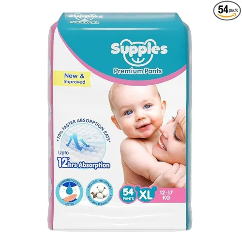 Image of Amazon Brand - Supples Premium Baby Diaper Pants | 54 Baby Diapers