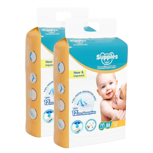Image of Amazon Brand - Supples Premium Baby Diaper Pants 144 Baby Diapers Medium