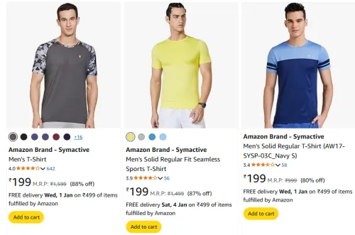 Image of Amazon Brand - Symactive Men's T-Shirt Starting Price @ ₹199