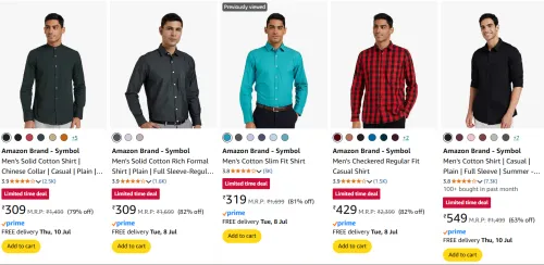 Image of Amazon Brand - Symbol Men's shirt starting @ ₹309