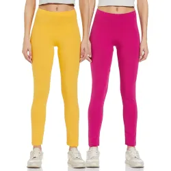 Amazon Brand - Symbol Womens Straight Mid Rise Ankle Length Cotton Stretch Skinny Fit Leggings (Pack of 2)