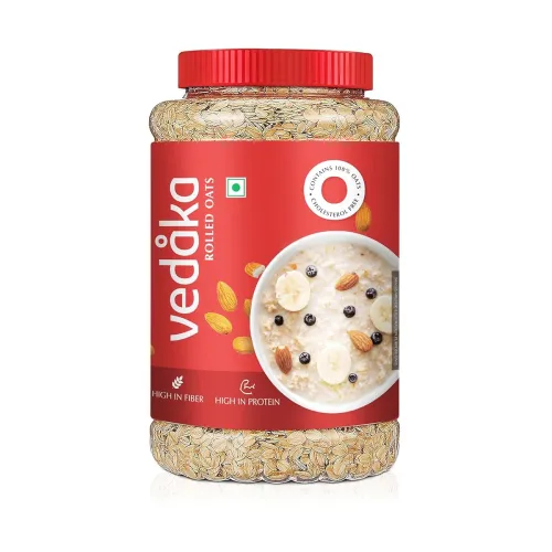 Image of Amazon Brand - Vedaka Rolled Oats | 1.2 Kg Jar |