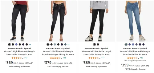 Image of Amazon Brand women's Jeans Starting At ₹369