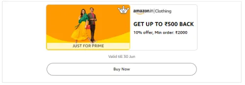 Image of Amazon Offer: 10% Cashback Up to ₹500 on Amazon Fashion