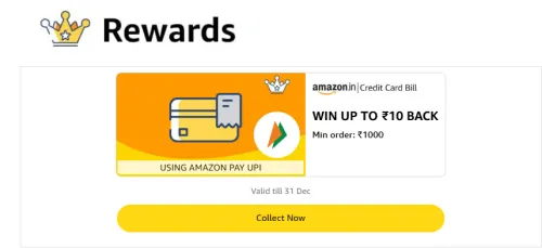 Image of Amazon Credit Card Bill: Up to ₹10 Cashback on Minimum order value of ₹1000 On Pay bill by Credit Card