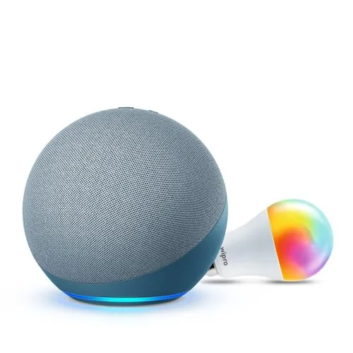 Image of Amazon Echo (4th Gen, Blue) Smart Home Speaker Combo