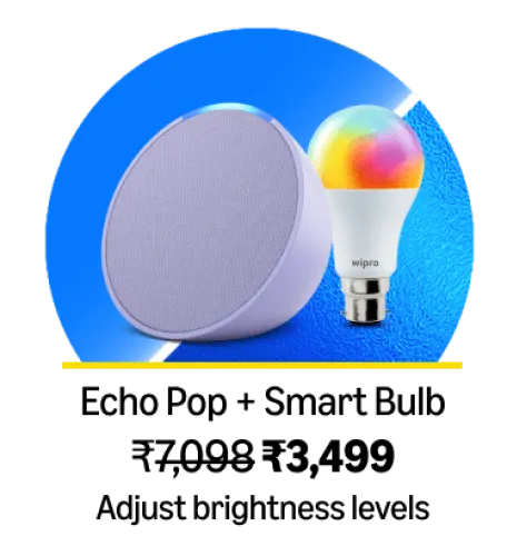 Image of Amazon Echo Pop + Wipro Smart Bulb @ ₹3499 on Amazon Prime Day Sale