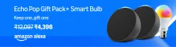 Amazon Echo Pop Duo + 9W Wipro Smart Bulb @ ₹4398 on Amazon Prime Day Sale