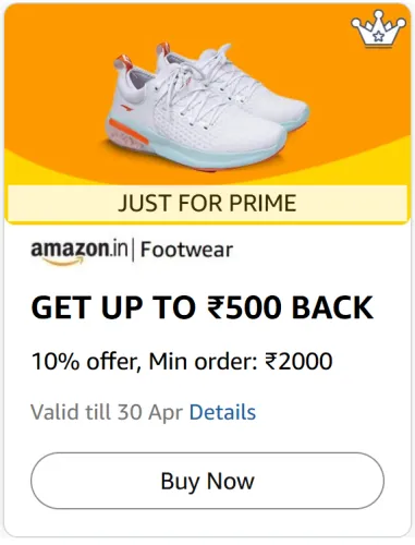 Image of Amazon Footwear Rewards: Up to ₹500 Cashback for Order above ₹2000