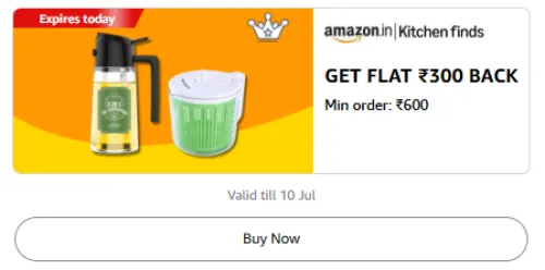 Image of Amazon Fresh Reward: ₹300 Cashback on Home & Kitchen Items With Minimum Order Value of ₹600