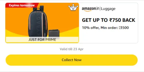 Image of Amazon Luggage reward : GET UPTO ₹750 BACK on Min. order 3500