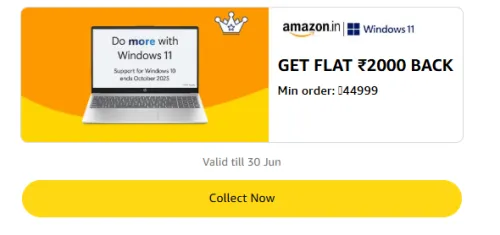 Image of Amazon Offer: ₹2000 Cashback on Windows 11 Laptops