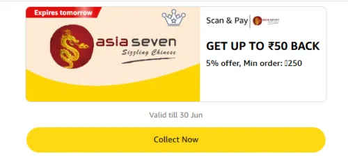 Image of Amazon Offer: 5% Cashback upto ₹50 on ASIA Seven