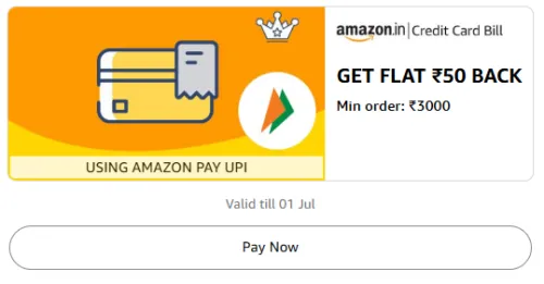 Image of Amazon Offer: ₹50 Cashback on Credit Card Bill Payments