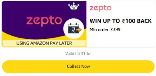 Image of Amazon Offer: Upto ₹100 Cashback on Zepto