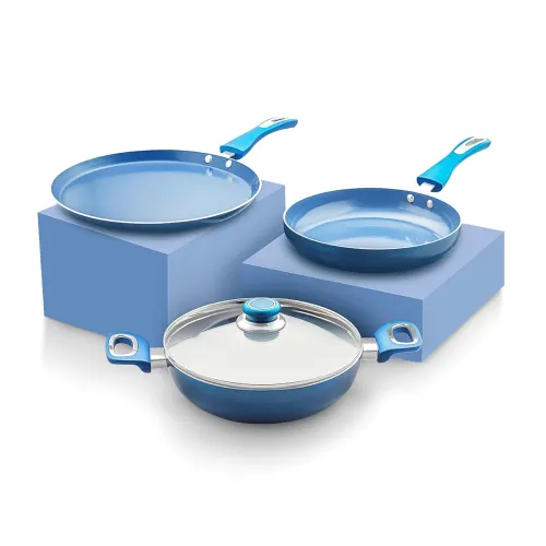 Image of Amazon Solimo Blue Ceramic Non Stick 4 Pcs Induction