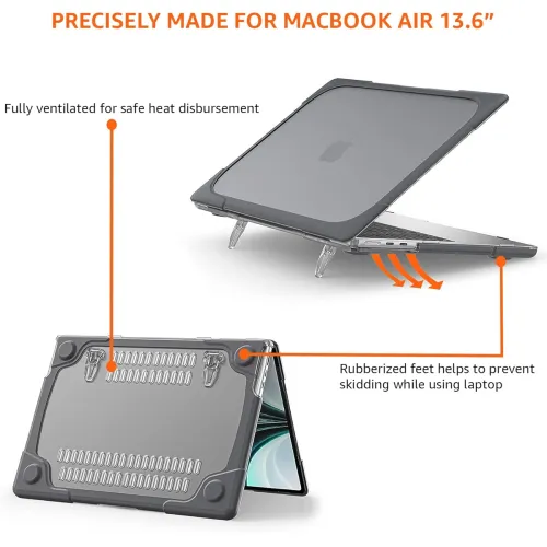 Image of AmazonBasics M2 MacBook Air 13.6 inch Case Cover 2022, Heavy Duty Shockproof Protective Hard
