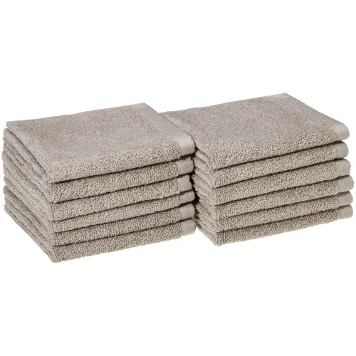 Image of AmazonBasics Quick-Dry Face Towel - 100% Cotton - 400 GSM - Pack of 12