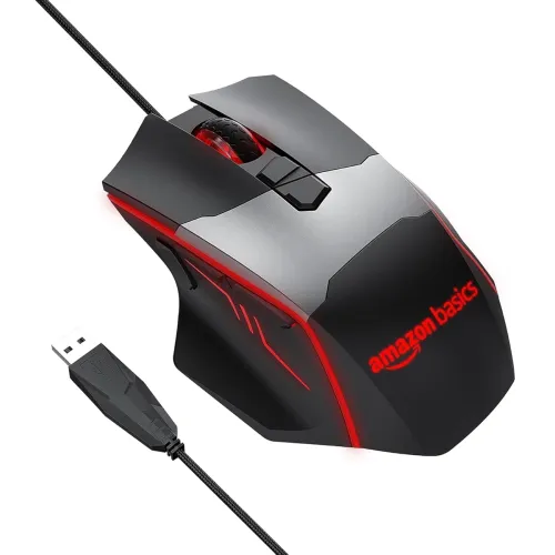 Image of AmazonBasics USB Wired 6400 DPI Ergonomic Gaming Mouse