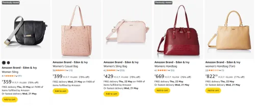 Image of Amazon Brand - Eden&Ivy Women Handbags Minimum 70%Discount